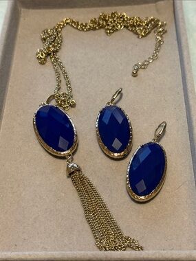 Premier Designs “Cece” Reversible Gold-Tone Tassel Necklace & Earring Set
